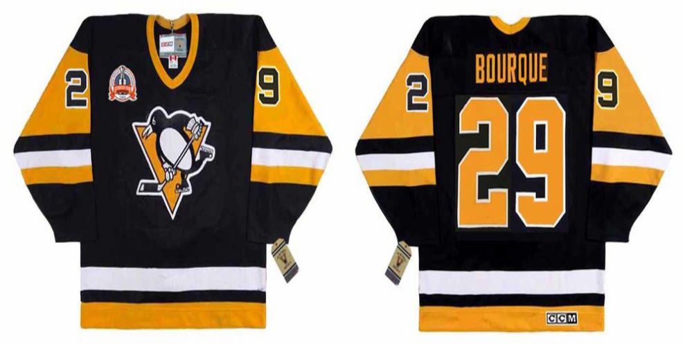 2019 Men Pittsburgh Penguins #29 Bourque Black CCM NHL jerseys
